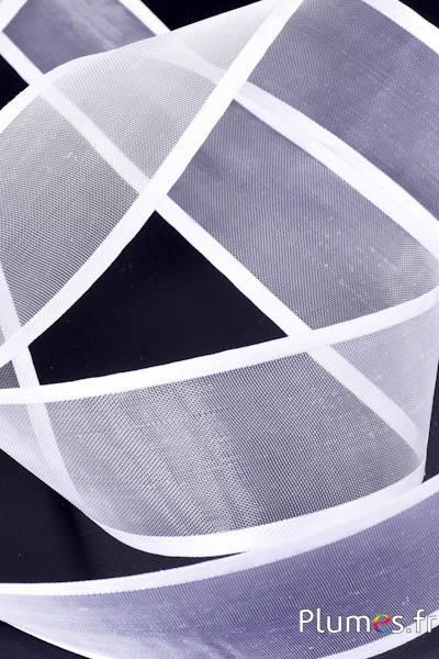 Nastro organza con filo metallico - larghezza 4 cm - bianco